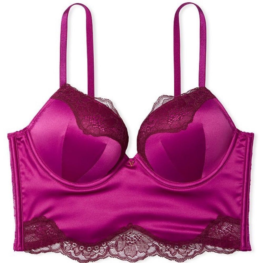 Victorias Secret Very Sexy Bombshell Add-2-Cups Push Up Corset Top Raspberry 36D - Picture 4 of 10